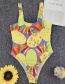 Fashion Yellow Printed Camouflage Swimsuit