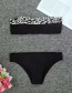 Fashion Black Bandeau Leopard Print Paneled Swimsuit