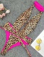 Fashion Leopard Print Leopard Print Stitching Tether Strap Cutout One-piece Swimsuit