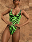 Fashion Pink Covered Backless Printed One-piece Swimsuit