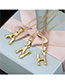 Fashion M Golden Antique Knotted Letter Stainless Steel Necklace