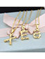 Fashion R Golden Antique Knotted Letter Stainless Steel Necklace