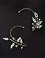Fashion Blue Single (left Ear) Rice Beads Woven Leaf Pearl Ear Pierced Ear Clips