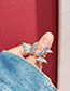 Fashion Silver Three-dimensional Adjustable Butterfly Ring With Three Diamonds
