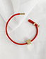 Fashion O Red Cubic Zirconia Alphabet Woven Rope Bracelet