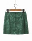 Fashion Green Jacquard Satin Split Skirt