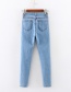 Fashion Light Blue Four-button High-rise Skinny High-stretch Jeans