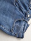 Fashion Denim Blue Stretch Frayed Straight-leg Loose-fit Loose Jeans