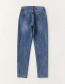 Fashion Denim Blue Stretch-cut Burr-edge Jeans