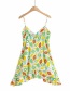 Fashion Tropical Fruit Pineapple Chiffon Floral Print Sling Ruffled Dress