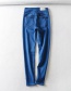 Fashion Blue Washed Buckled Panel Skinny Jeans