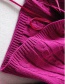 Fashion Purple Front Drawstring V-neck Pullover Short Sleeve Sweater