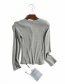 Fashion Light Gray Small-breasted Neckline Split T-shirt