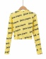 Fashion Chick Yellow Small Round Neck Print Slip-on Pullover T-shirt