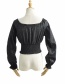 Fashion Black Jacquard Waist Pullover Tether Strap Shirt Shirt