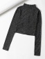 Fashion Black Bright Silk Strappy Drawstring Skinny Sweater