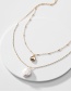 Fashion Golden Natural Shell Pearl Pendant Bean Chain Double Necklace