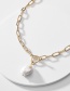 Fashion Golden Natural Shell Pearl Alloy T-button Sweater Necklace