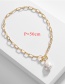Fashion Golden Natural Shell Pearl Alloy T-button Sweater Necklace