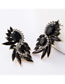 Fashion Black Alloy Studded Glass Diamond Stud Earrings