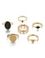 Fashion Golden Alloy Dripping Disc Love Eye Ring Set