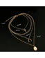 Fashion Golden Cross Disc Star Bead Multilayer Necklace