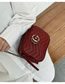 Fashion Red Wine Embroidered Chain Rhombus Alloy Single Shoulder Diagonal Bag