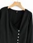 Fashion Black Irregular V-neck Single-breasted Shirt