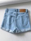 Fashion Light Blue Washed Back Pointed Pocket Denim Shorts