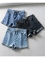 Fashion Navy Washed Back Pointed Pocket Denim Shorts