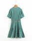 Fashion Green V-neck Dress With Printed Contrast Stitching