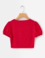 Fashion Red V-neck Single-breasted Shirt