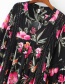 Fashion Black Flower Print Cutout V-neck Dress