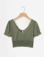 Fashion Green Dot-print Lace-up Shirt