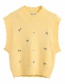 Fashion Yellow Floral Embroidered Knit Vest