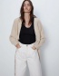 Fashion Cream Color Knit V-neck Sweater With Belt