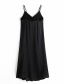 Fashion Black Silk Paneled V-neck Halter Split Dress