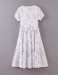 Fashion White Bow Flower Print V-neck Dress