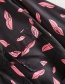 Fashion Black Flower-print Lapel Single-breasted Lace Dress