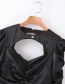 Fashion Black Glitter Diamond Frill Cutout Flare Sleeve Dress