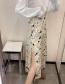 Fashion Yellow Floral Print Split Skirt