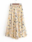 Fashion Yellow Floral Print Split Skirt
