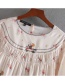 Fashion White Embroidered Printed Pleated Crew Neck Shirt