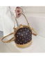 Fashion Coffee Color Printed Stitched Contrast Crossbody Shoulder Bag