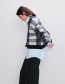 Fashion Black Checked Single-breasted V-neck Sweater Coat