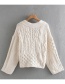 Fashion Creamy-white Eight-knit V-neck Short Sweater Coat