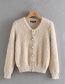 Fashion Khaki Short Coat With Faux Fur And Pearl Buttons