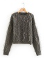 Fashion Dark Gray Tulle-paneled Ruffle Cropped Sweater