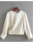 Fashion White Crinkled Silk-satin Crew Neck Short Shirt