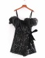 Fashion Black Sequined Mesh Dress